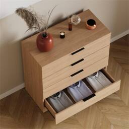 Kelvenix pine Modern Bedroom 4 Drawer Chest Cabinet in Brown - Size: 0.6m2 - thumbnail 4