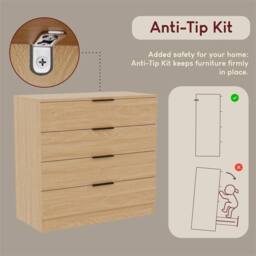 Kelvenix pine Modern Bedroom 4 Drawer Chest Cabinet in Brown - Size: 0.6m2 - thumbnail 3