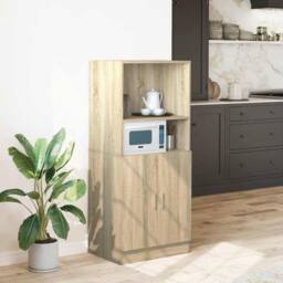 Berkfield Home Kitchen Cabinet Sonoma Oak 57x41.5x131.5 cm Engineered Wood in Light Tan - thumbnail 2