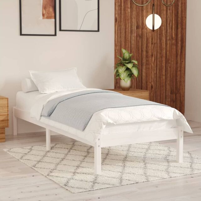 Berkfield Home Bed Frame White Solid Wood Pine 90x200 cm - image 1