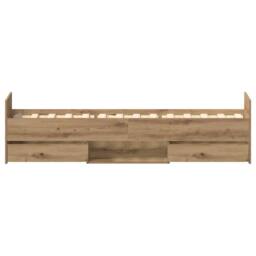 Berkfield Home Bed Frame without Mattress Artisan Oak 100x200cm Engineered Wood in Brown - Size: 100x200 cm - thumbnail 7