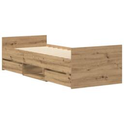 Berkfield Home Bed Frame without Mattress Artisan Oak 100x200cm Engineered Wood in Brown - Size: 100x200 cm - thumbnail 4