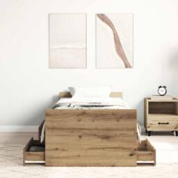 Berkfield Home Bed Frame without Mattress Artisan Oak 100x200cm Engineered Wood in Brown - Size: 100x200 cm - thumbnail 3