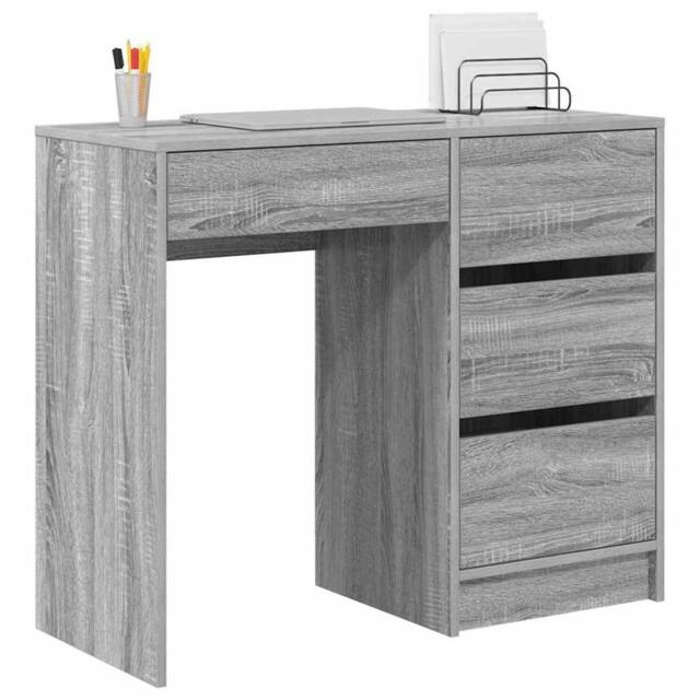 Berkfield Home Grey Writing Desk Grey Sonoma Engineered Wood Medium Storage - image 1
