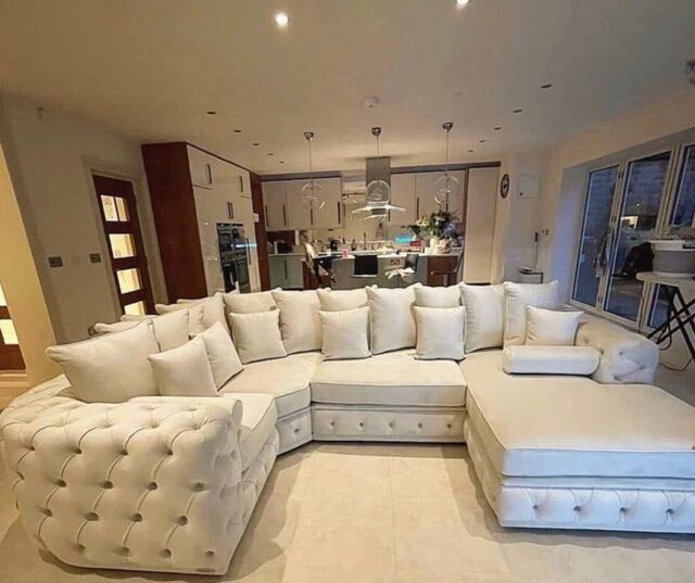 HOB Furniture Royal Surrey U Shape Chaise Sofa in Cream - image 1