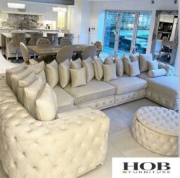 HOB Furniture Royal Surrey U Shape Chaise Sofa in Cream - thumbnail 3