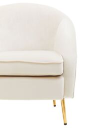 Orsina Beige Velvet Arm Chair, Luxury Velvet Upholstered Accent Chair, Comfortable Armchair for Home, Office in White - thumbnail 5