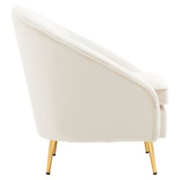 Orsina Beige Velvet Arm Chair, Luxury Velvet Upholstered Accent Chair, Comfortable Armchair for Home, Office in White - thumbnail 3