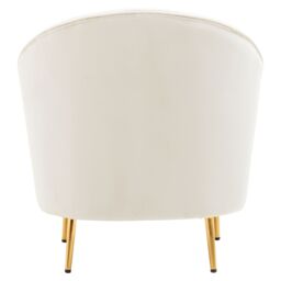 Orsina Beige Velvet Arm Chair, Luxury Velvet Upholstered Accent Chair, Comfortable Armchair for Home, Office in White - thumbnail 4