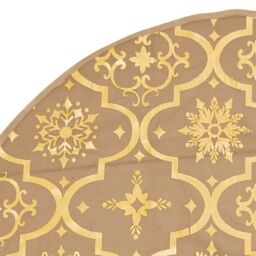 Berkfield Home Luxury Christmas Tree Skirt with Sock Yellow 122 cm Fabric - thumbnail 6