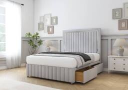 "Sloomy Boston Chrome Naples Divan Base No Drawers-54"" Headboard- Footboard in Silver - Size: King" - thumbnail 4