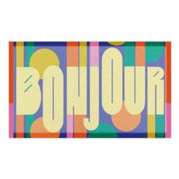 Artsy Mats Elizabeth Olwen Bonjour Indoor/Outdoor Doormat (90x60cm) in Yellow - Size: 60 x 90 cm - thumbnail 2