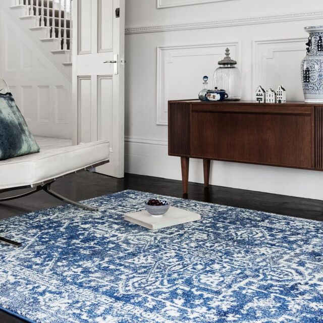 The Rug Shop UK Blue Floral Traditional Polypropylene Easy To Clean Navy Area Rug - Size: 240 cm x 340 cm - image 1