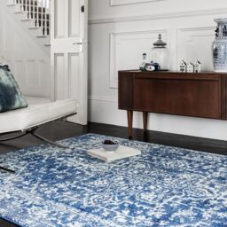 The Rug Shop UK Blue Floral Traditional Polypropylene Easy To Clean Navy Area Rug - Size: 240 cm x 340 cm - thumbnail 1