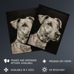 "Artery8 Dog Lover Portrait Pencil Drawing Pet Animal Wall Art Print in Black - Size: W24"" x H32""" - thumbnail 2
