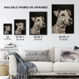 "Artery8 Dog Lover Portrait Pencil Drawing Pet Animal Wall Art Print in Black - Size: W24"" x H32""" - thumbnail 3
