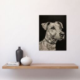 "Artery8 Dog Lover Portrait Pencil Drawing Pet Animal Wall Art Print in Black - Size: W24"" x H32""" - thumbnail 4
