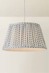 ValueLights Grange Large 45cm Floral Pleated Ceiling Pendant Lamp Shade in Mid Blue - thumbnail 3