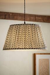 ValueLights Grange Large 45cm Floral Pleated Ceiling Pendant Lamp Shade in Mid Blue