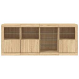 Berkfield Home Sideboard with LED Lights Sonoma Oak 164x37x67 cm in Light Brown - Size: 164 x 37 x 67 cm - thumbnail 7