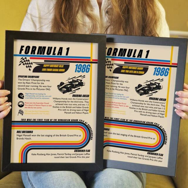Afewhometruths Personalised 40th Birthday Gift Formula One Framed Print for F1 Fans - image 1