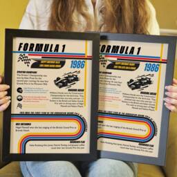 Afewhometruths Personalised 40th Birthday Gift Formula One Framed Print for F1 Fans - thumbnail 1