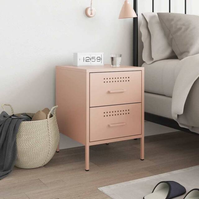 Berkfield Home Durable Bedside Cabinet Pink 36x39x50.5 cm Steel - image 1