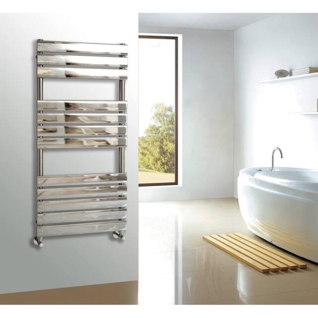 Bathroom Kingdom Queenstown Chrome Designer Flat Panel Heated Towel Rail 1200x600mm in Silver - image 1