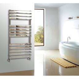 Bathroom Kingdom Queenstown Chrome Designer Flat Panel Heated Towel Rail 1200x600mm in Silver - thumbnail 1