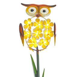 LIVIVO Owl-shaped LED Solar Garden Light in Yellow