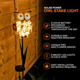 LIVIVO Owl-shaped LED Solar Garden Light in Yellow - thumbnail 2