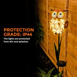 LIVIVO Owl-shaped LED Solar Garden Light in Yellow - thumbnail 4