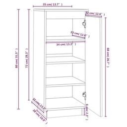 Berkfield Home Shoe Cabinet 35x35x80 cm Solid Wood Pine in Light Brown - Size: 35 x 35 x 80 cm - thumbnail 9