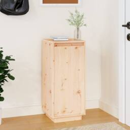 Berkfield Home Shoe Cabinet 35x35x80 cm Solid Wood Pine in Light Brown - Size: 35 x 35 x 80 cm - thumbnail 2