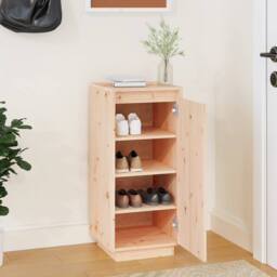Berkfield Home Shoe Cabinet 35x35x80 cm Solid Wood Pine in Light Brown - Size: 35 x 35 x 80 cm