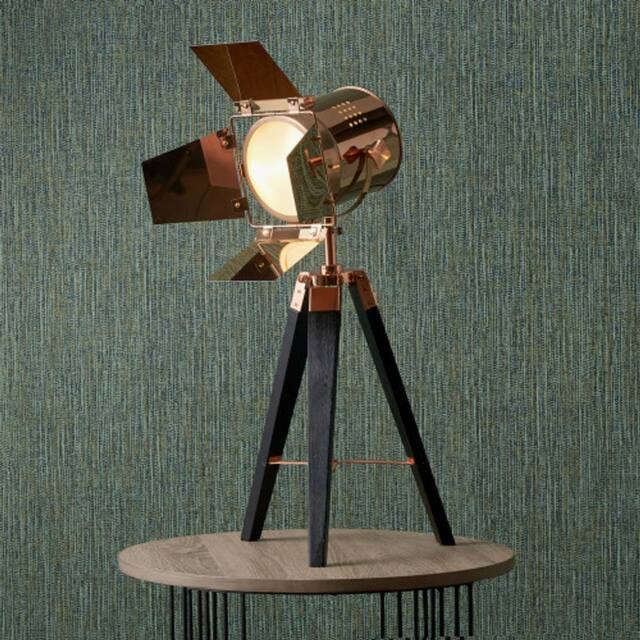 Ruma Wood & Metal Film Studio Tripod Table Lamp in Copper