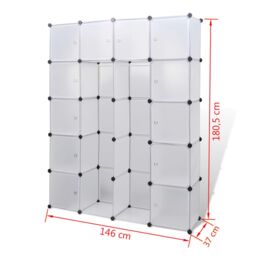 Berkfield Home Modular Cabinet 14 Compartments White 37x146x180.5 cm - thumbnail 6