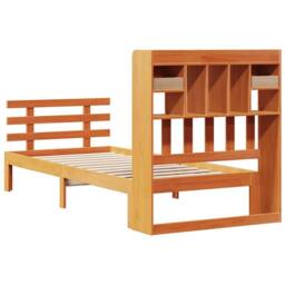Berkfield Home Bookcase Bed without Mattress Wax Brown 100x200cm Solid Wood Pine - Size: 100x200 cm - thumbnail 6