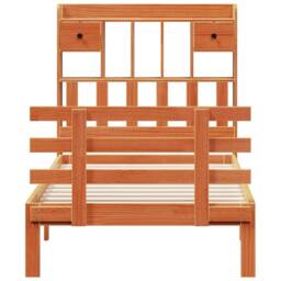 Berkfield Home Bookcase Bed without Mattress Wax Brown 100x200cm Solid Wood Pine - Size: 100x200 cm - thumbnail 4