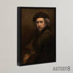 "Artery8 Self Portrait Artists Ageing Rembrandt Framed Canvas Wall Art Print in Brown - Size: W24"" x H32""" - thumbnail 2