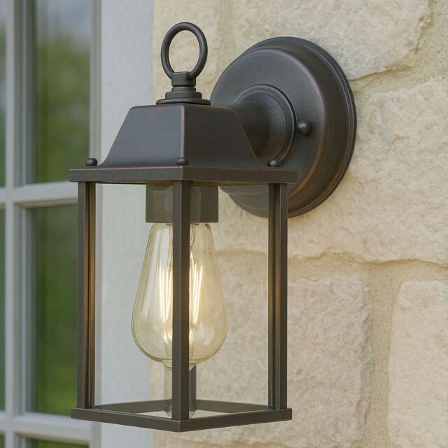 CGC Lighting CGC FREYA Bevelled Glass Antique Bronze Coach Lantern Wall Light Porch - image 1