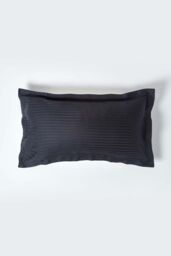 Homescapes Egyptian Cotton Ultrasoft King Size Oxford Pillowcase 330 TC in Black - thumbnail 1