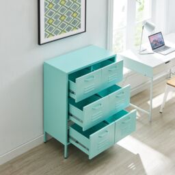 FurnitureboxUK Teksi Modern Metal 6 Drawer Sideboard in Blue - thumbnail 3