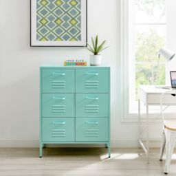 FurnitureboxUK Teksi Modern Metal 6 Drawer Sideboard in Blue - thumbnail 2