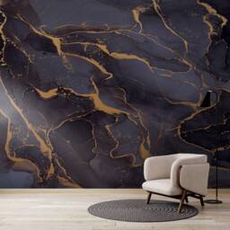 Superfresco Easy Marble Navy Gold Print To Order 3m x 2.8m Mural - thumbnail 5