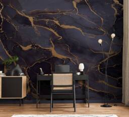 Superfresco Easy Marble Navy Gold Print To Order 3m x 2.8m Mural - thumbnail 6