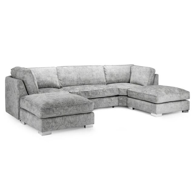 Furnishings For Less UK Bishop U-Shape Fabric 5 Seater Sofa Alaska Fabric Grey Full Back - image 1