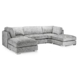 Furnishings For Less UK Bishop U-Shape Fabric 5 Seater Sofa Alaska Fabric Grey Full Back - thumbnail 1