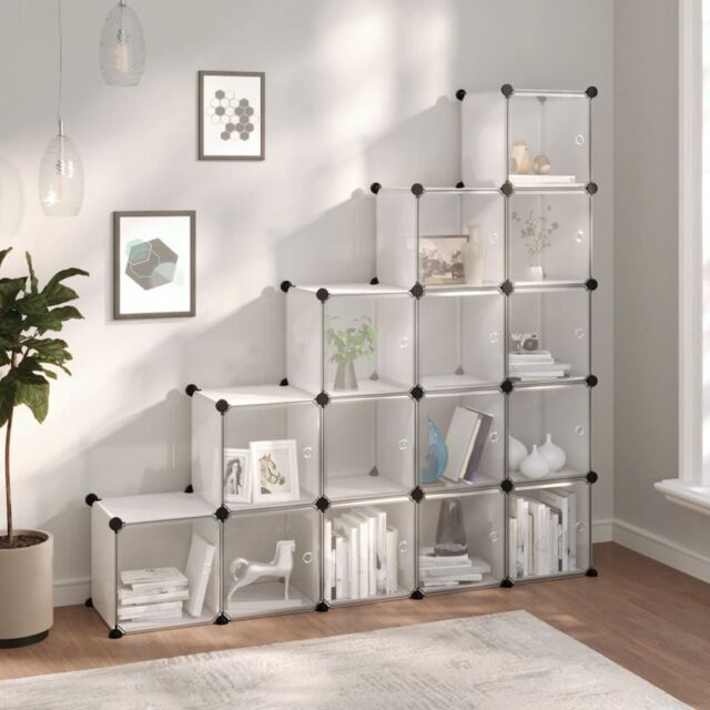 Berkfield Home Storage Cube Organiser with 15 Cubes & Doors Transparent PP in Clear - image 1