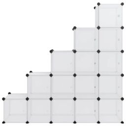 Berkfield Home Storage Cube Organiser with 15 Cubes & Doors Transparent PP in Clear - thumbnail 3